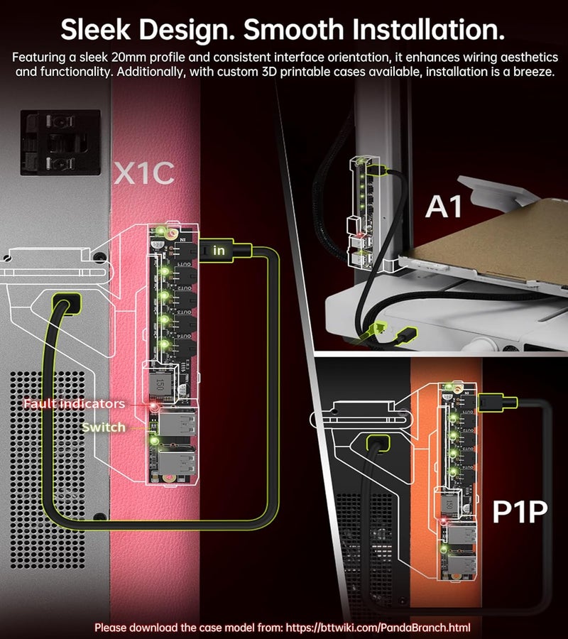 BigTreeTech لوحة توسيع الطاقة Panda Branch لطابعات 3D Bambu-Lab P1S/P1P/X1C/X1E/A1/A1 Mini، لتشغيل Panda Touch/Panda Knomi/مراوح USB/شرائط ضوء USB/AMS/AMS Lite - Image 5